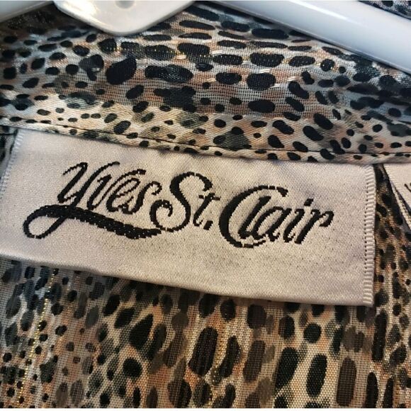VINTAGE YVES ST. CLAIR Semi-sheer Animal Print Metallic Button-down Blouse 14 - Picture 6 of 10